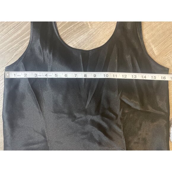 Cinema Etoile Black Satin Sleeveless Shiny Shell Tank Top Sz S - Picture 6 of 9